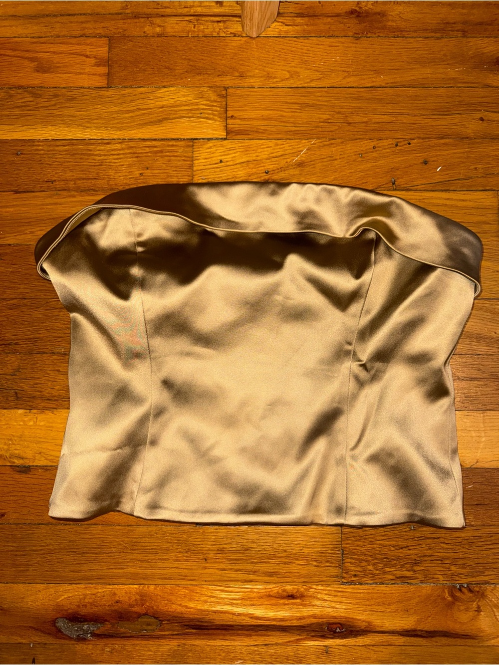 Aritzia Champagne Satin Strapless Bustier Top